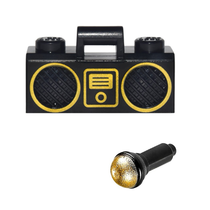 LEGO 樂高 配件 黑色 手提 音響 + 金色麥克風 全新品, 嘻哈歌手 收音機 錄放音機 71019 旋風忍者