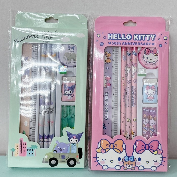 正版 三麗鷗 Hello Kitty 凱蒂貓 KT8件文具禮盒裝 庫洛米 KU8件文具禮盒裝  鉛筆 直尺 橡皮擦 套組