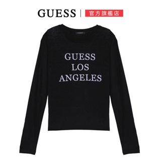 【GUESS】美式休閒簡約長袖上衣 兩色任選