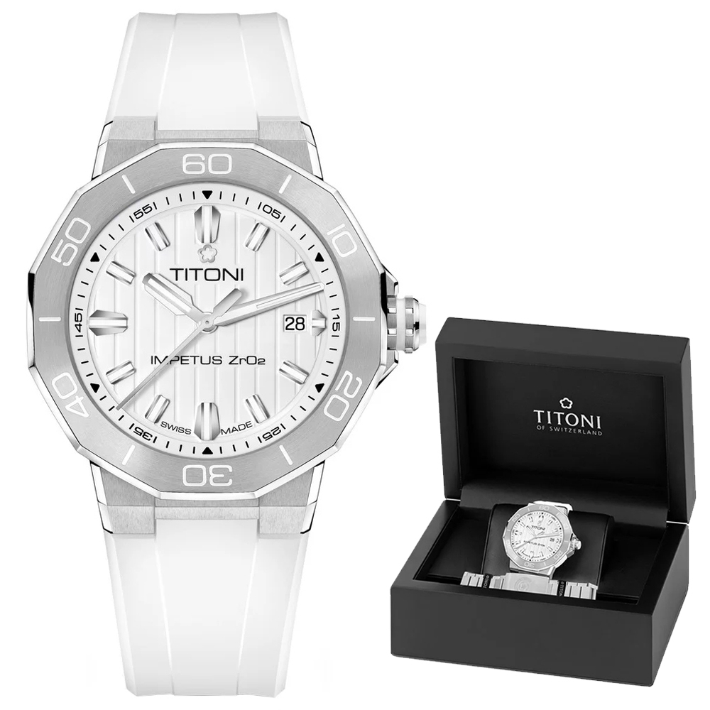 TITONI 梅花錶 動力系列 CeramTech 高科技陶瓷 潛水機械腕錶 83765S-WW-711