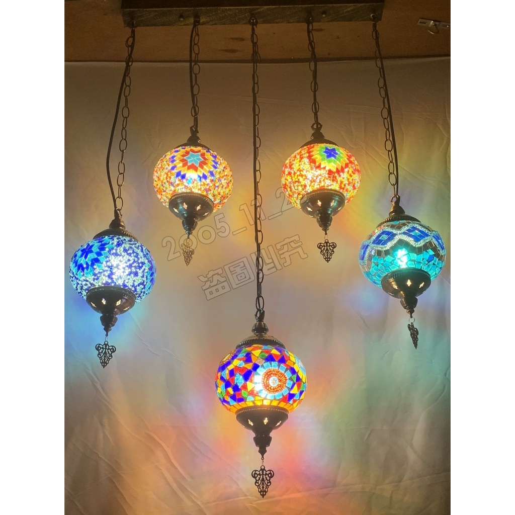 土耳其馬賽克吊燈 複古創意手工馬賽克燈具單頭燈 三頭燈 泰式咖啡廳餐廳吧台走廊裝飾小吊燈