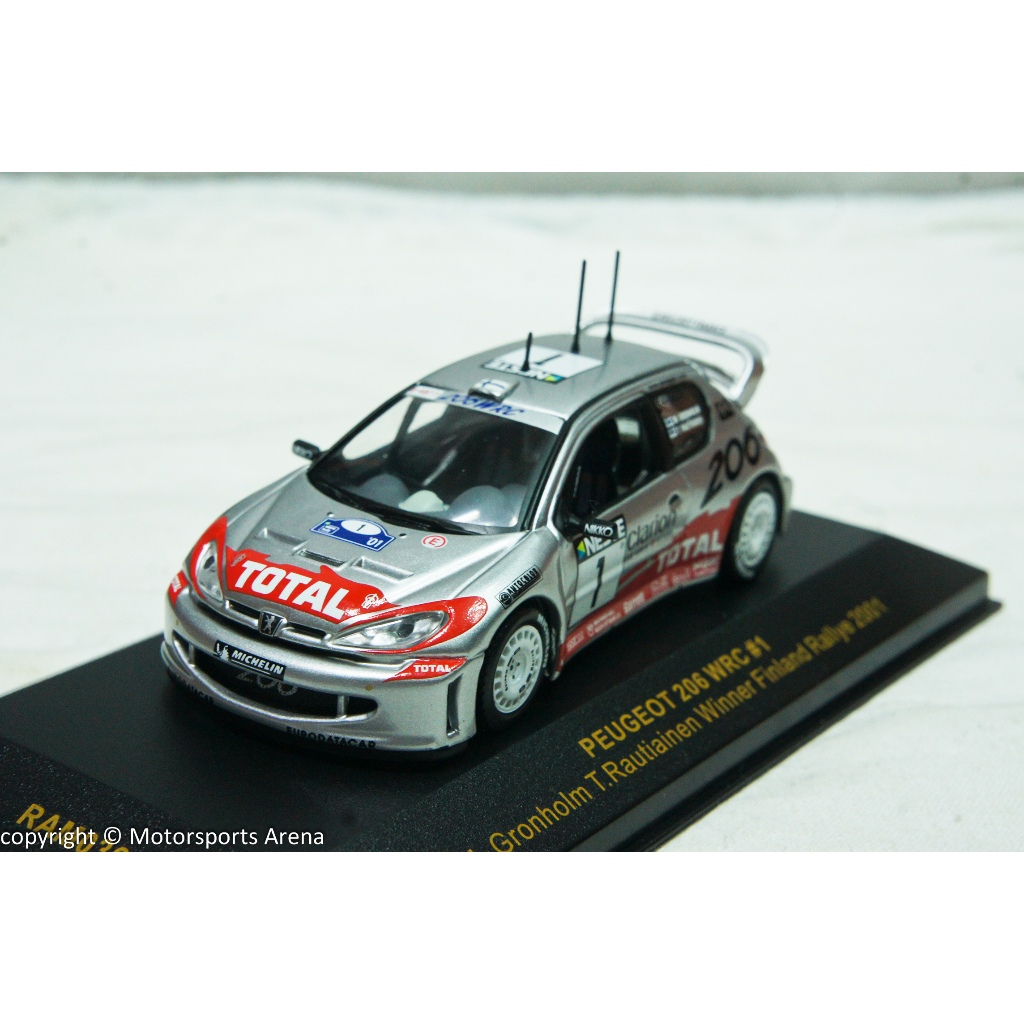 【現貨特價】1:43 IXO Peugeot 206 WRC 2001 Rally Finland Gronholm