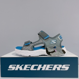 SKECHERS CREATURE-SPLASH 中童 灰藍色 魔鬼氈 舒適 電燈鞋 發光鞋 400614LCCBL