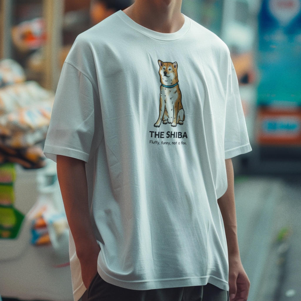 Shiba Fluffy 中性短袖T恤 白色 柴犬秋田哈士奇狗貓寬鬆情侶潮T班服禮物活動社團工作職場柴語錄不可以色色