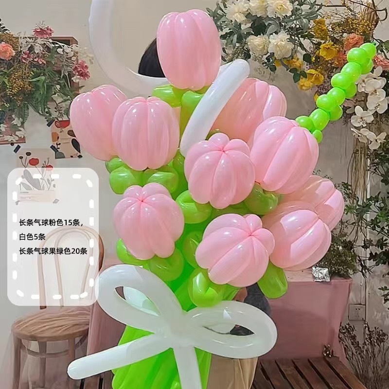 粉色鬱金香花束の花束氣球🎈『Balloon 』畢業花束/求婚花束/求婚道具/生日派對/情人節花束/氣球花束/派對氣球/