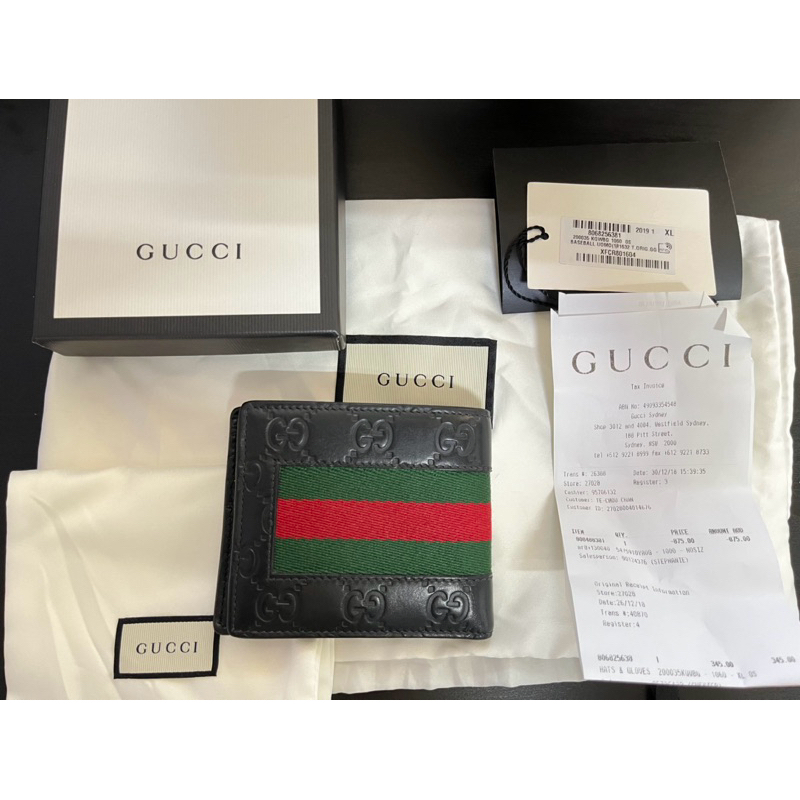 售 二手男皮革彩色編織短夾，購於澳洲Gucci專賣店