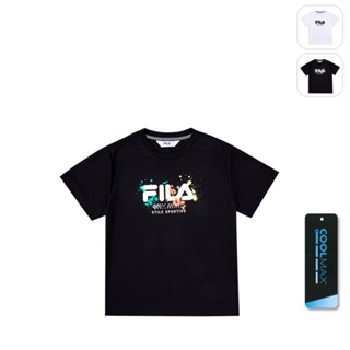 【FILA】KIDS 孩童款 吸濕排汗 運動短袖上衣-黑色 1TEX-4432-BK