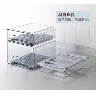 【日本霜山】抽屜式冰箱收納盒(附瀝水板)-3入-兩款可選
