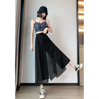 Y2 style▪️微透性感雙層雪紡鬆緊腰長褲▪️Y2style歐美設計款寬鬆韓版個性大尺碼【C102319】