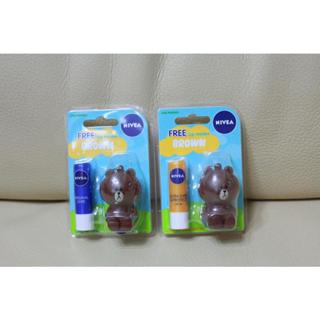 泰國 帶回 超可愛 Nivea 妮維雅 x Line friend 聯名護唇膏 熊大吊飾 掛飾 唇膏已過期 已拆封剩公仔