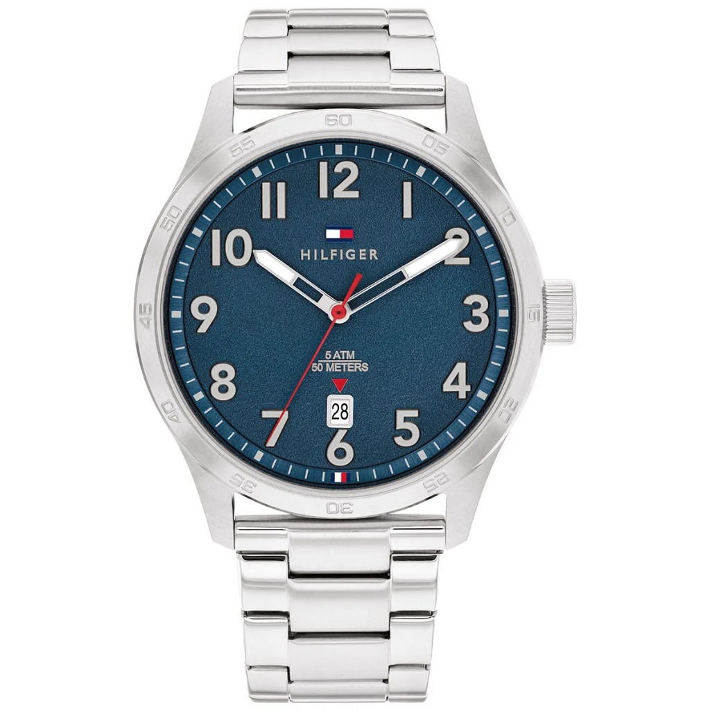 Tommy Hilfiger 礫岩復古銀鋼藍不鏽鋼腕錶 1710563