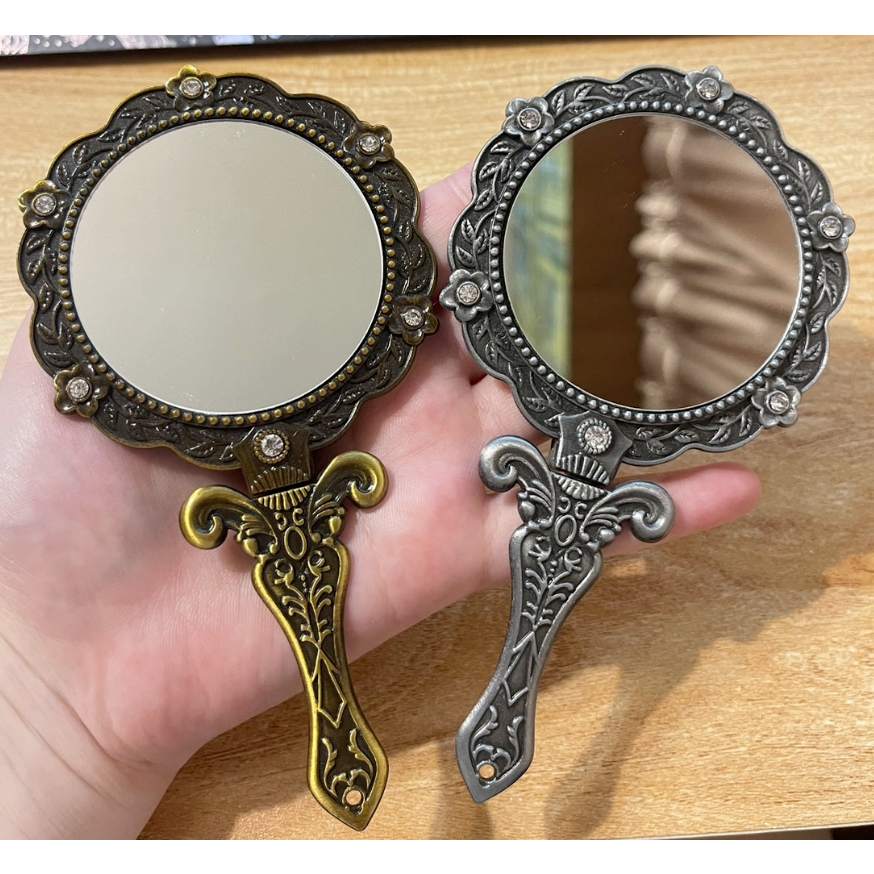 歐式復古風手鏡 摺疊鏡 攜帶型 手持鏡 手拿鏡 古銅 銀色 華麗