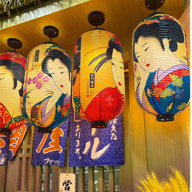 客制化 燈籠 日本浮世繪仕女圖美人室內紙燈籠居酒屋料理店大和風江戶復古裝飾