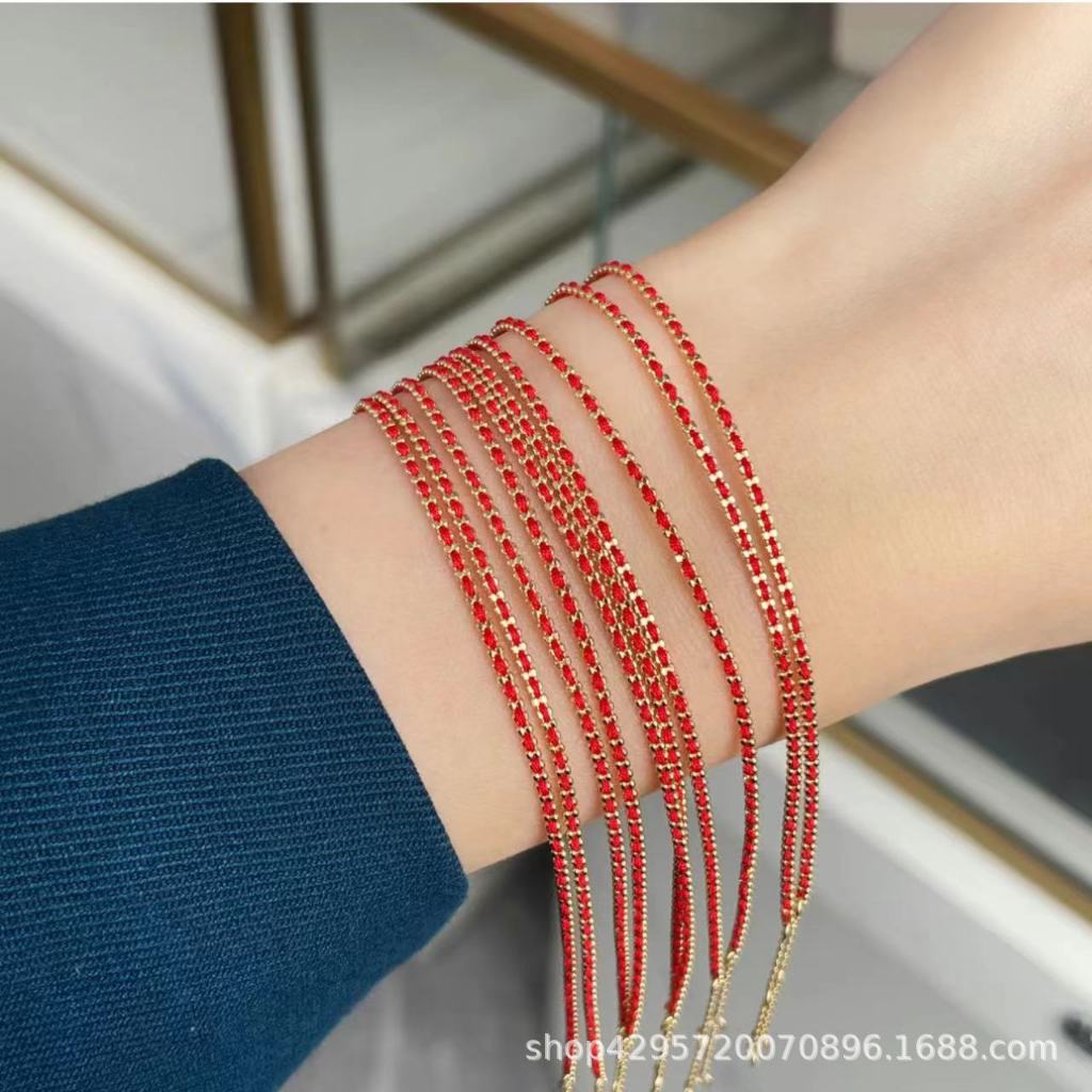 【免運】法國redline紅繩明星同款編織手鏈女18k金本命年幸運情侶手繩禮物