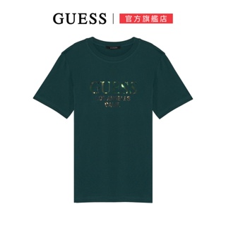 【GUESS】個性雷射感字母LOGO短T-兩色可選