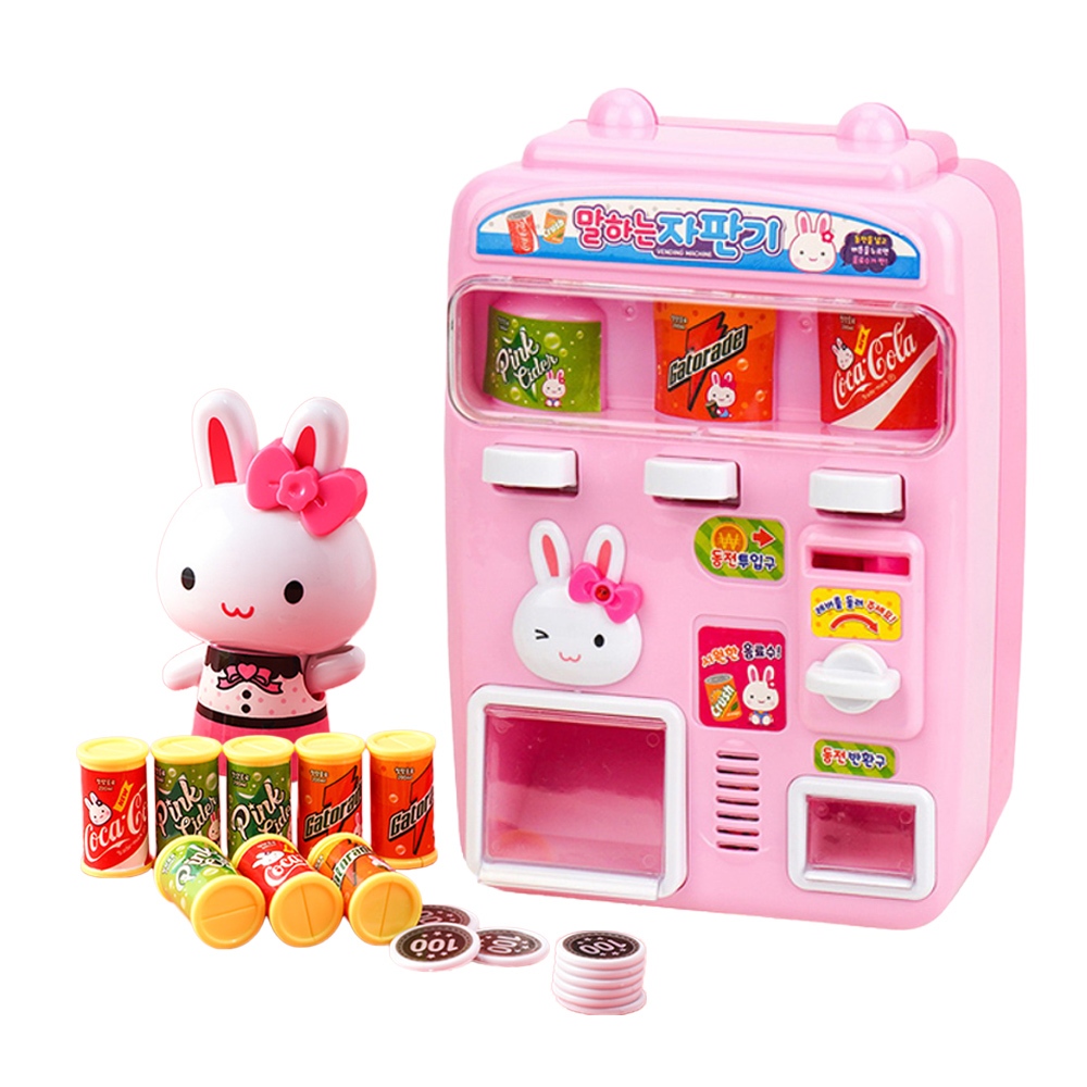 【Hi-toys】粉紅兔聲光投幣式飲料販賣機/家家酒遊戲(附換裝兔公仔)