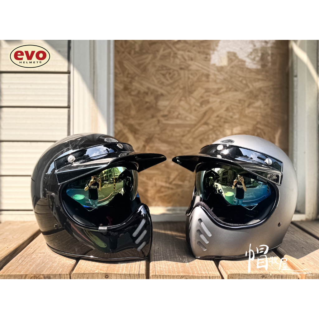 【帽牧屋】EVO CA990 黑化版 安全帽 山車帽 全罩式 復古 電鍍 內鏡 插扣 內襯可拆卸 送帽簷 全系列