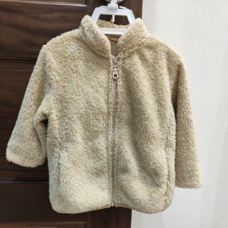 物況佳 Uniqlo 優衣庫 刷毛 熊寶寶絨毛外套 90cm 90 中性 女寶 男寶 口袋立領 刷毛 冬季