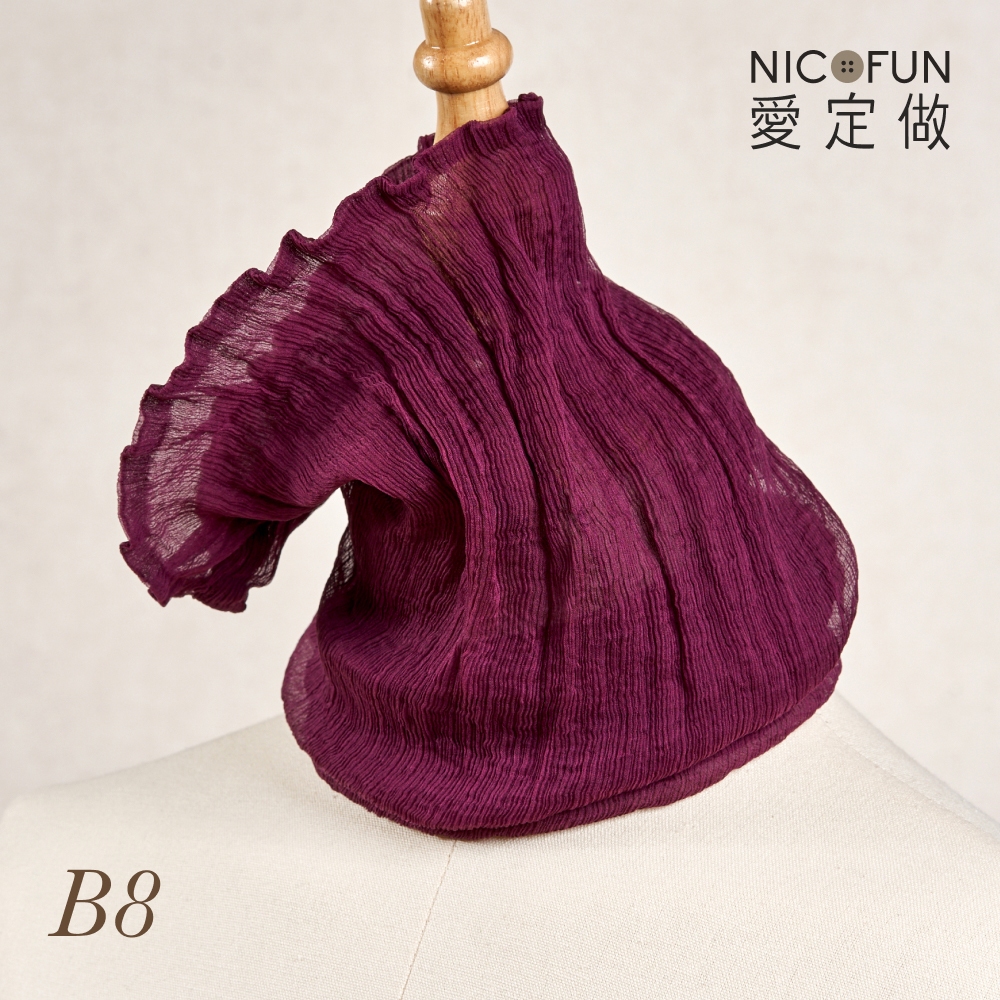 NicoFun 愛定做 木質系33 淺駝柳葉絲 百搭圍脖 圍巾 100%桑蠶絲 真絲(silk四季圍脖 圍巾 領巾 髮帶