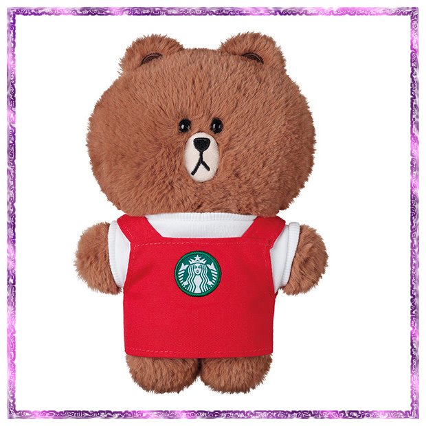 星巴克 Starbucks 2021上市 全新 LINE FRIENDS紅圍裙熊大/玩偶/公仔/娃娃