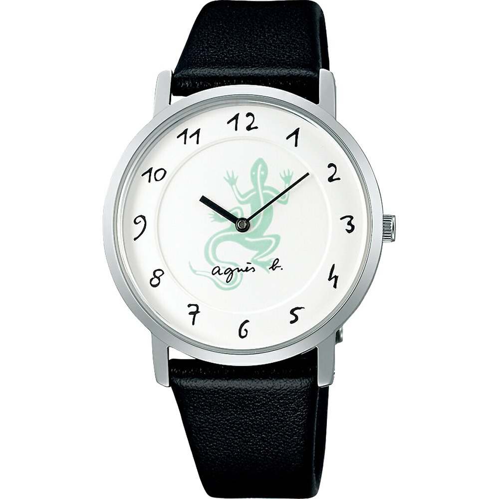agnes b. 35周年特別版 夜光蜥蜴中性手錶-33.8mm (BJ5024X1/VJ20-KVP0Z)
