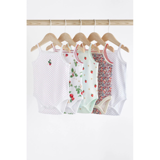 【NEXT】🇬🇧 (0個月至3歲)草莓花卉點點 小女嬰細肩帶背心連身衣5件裝