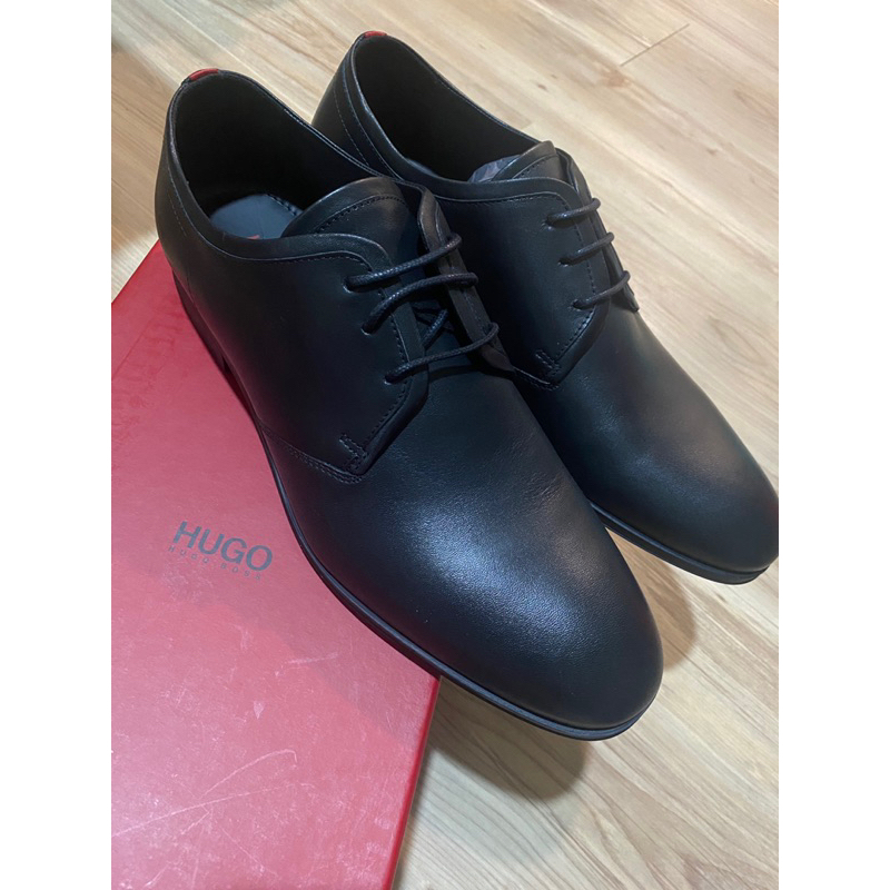 全新 正版 半價出售 HUGO BOSS Boheme Leather Laxe Hp Derby男性黑色 皮鞋