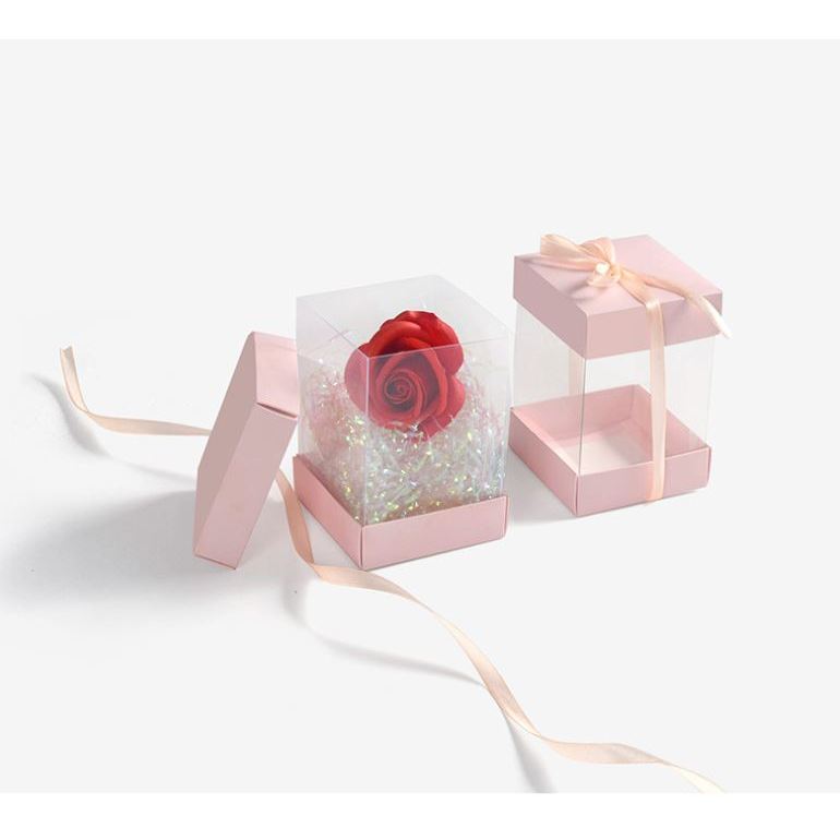 《U貝》💕粉紅泡泡~ 5入!!迷你包裝盒 曲奇餅乾零食包裝盒 彌月禮包裝盒 小禮物盒🍬粉色透明小盒AH36