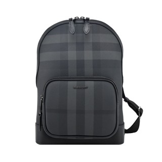 BURBERRY 經典格紋帆布單肩背包(炭灰)｜100%原廠真品｜JS Maxx官方旗艦館