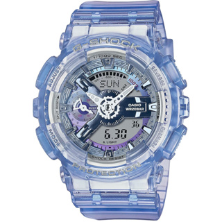 casio卡西歐 g-shock 虛擬科幻 半透明錶殼 電子雙顯錶-靛 (gma-s110vw-6a)