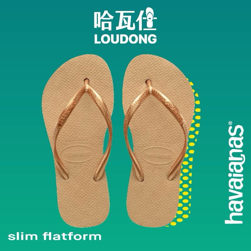 havaianas 哈瓦仕 巴西拖鞋 夾腳拖鞋 保證公司貨 2.5公分厚底 金 素面