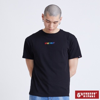 5th STREET 中性款平權彩虹標籤短袖T恤-黑色
