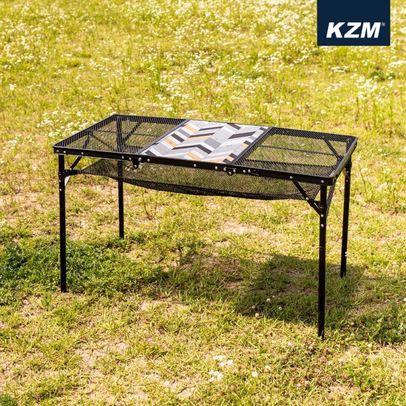 【JIALORNG 嘉隆】KAZMI KZM IMS三折合鋼網折疊桌含收納袋 露營桌 折疊桌 小桌