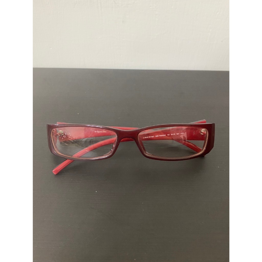 台灣二手眼鏡｜Dior-紅色無度數眼鏡(可換有度數鏡片)