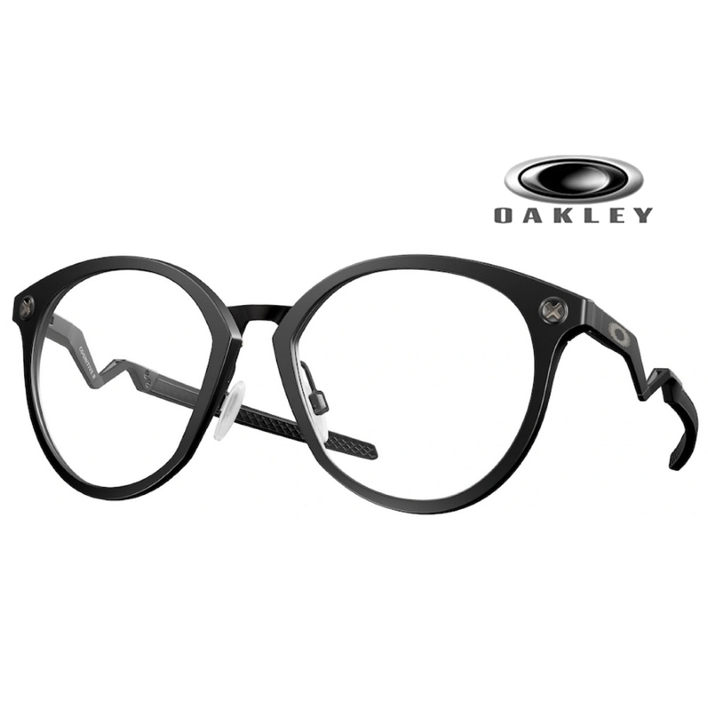 【原廠公司貨】Oakley COGNITIVE R 亞洲版 鈦金屬舒適防滑鏡臂時尚圓框光學眼鏡 OX8181 01 霧黑