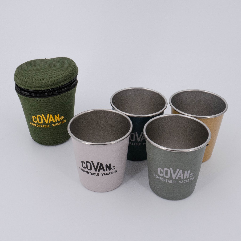 COVAN 不鏽鋼單杯4入 附保護套 不鏽鋼杯 戶外餐具 露營杯 露營碗 露營裝備 露營用品