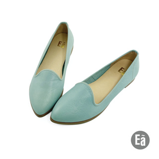 Ea專櫃女鞋 零碼鞋34號 復古車線尖頭平底鞋(藍)6309