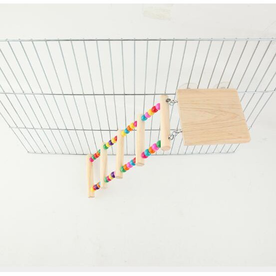 鸚鵡 寵物玩具 攀爬休憩組 樓梯平台兩件套 木跳台爬梯玩具 鳥用品 鳥寶玩具 松木棍