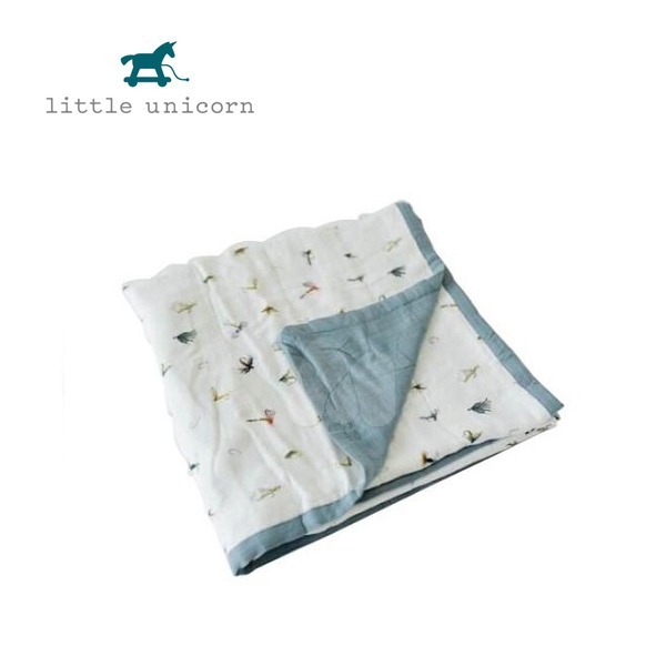 【限時下殺 保證正貨】美國Little Unicorn 竹纖維四層紗布毯(被子)-釣魚趣