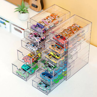 [CYC] 風火輪收納盒抽屜合金小汽車模型1:64兒童玩具多美卡透明展示架子