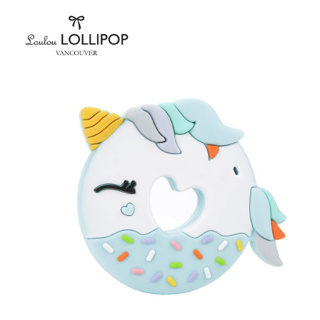 加拿大【Loulou Lollipop】可愛造型矽膠固齒器(獨角獸甜甜圈-飛天藍)
