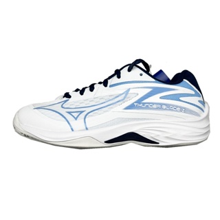 【超取免運】MIZUNO 排球鞋 23.5-31cm 寬楦2.5E 白X水藍 V1GA237053