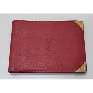 二手YSL 真皮紅色短夾Yves Saint Laurent Red Leather Wallet 2299