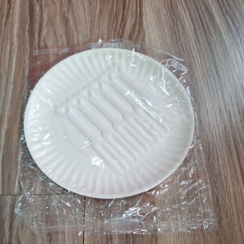 6叉子+6盤子 ／包 10包一組 獨立包裝 蛋糕盤 塑膠叉子 生日蛋糕紙盤 免洗盤