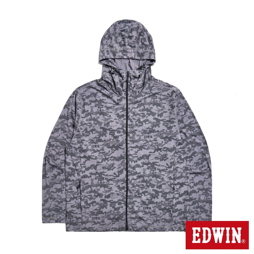 EDWIN 涼感系列 涼感纖維連帽外套(黑灰色)-男款