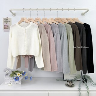 【Fee現貨9色】圓領排釦針織上衣🔥長袖上衣 毛衣上衣 針織衫 顯瘦上衣 針織外套 韓系 慵懶風女裝 排扣 針織上衣 秋