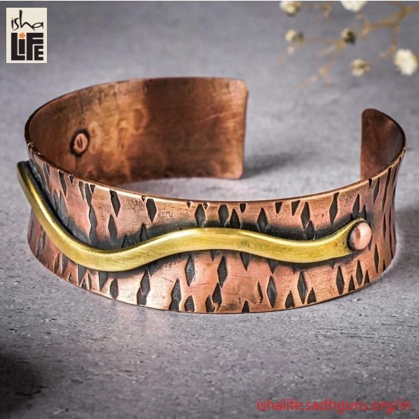 🇮🇳【isha Life】蛇紋石紋理銅手環 Serpentine Textured Copper Cuff 穩定能量