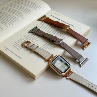 《24hr出貨》 皮革拼接金屬扣環 Apple Watch錶帶｜4色｜Apple Watch 皮革錶帶