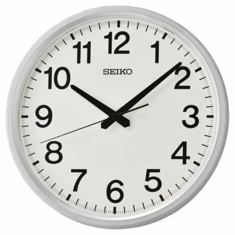 SEIKO CLOCK 日本精工銀框白面阿拉伯數字刻劃掛鐘 型號：QHA009A【神梭鐘錶】SK050