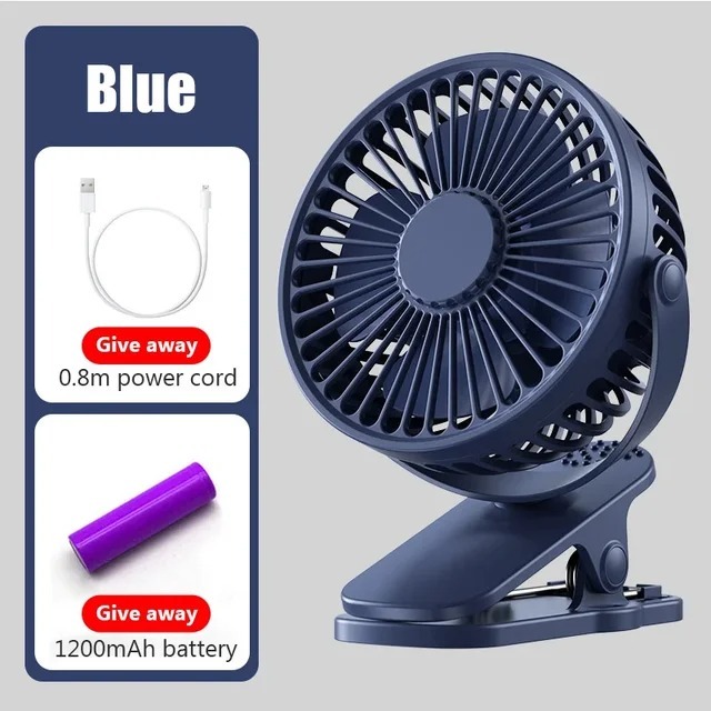 日本 學生用 USB扇風機 桌面&amp;夾子型 靜音 迷你電風扇 風量2檔調節 360度調整 藍